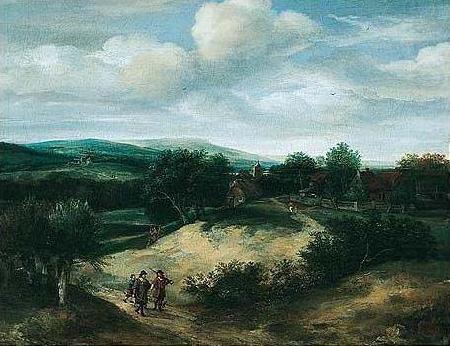 Jacob Koninck Landscape with huntsmen on a track before a village china oil painting image